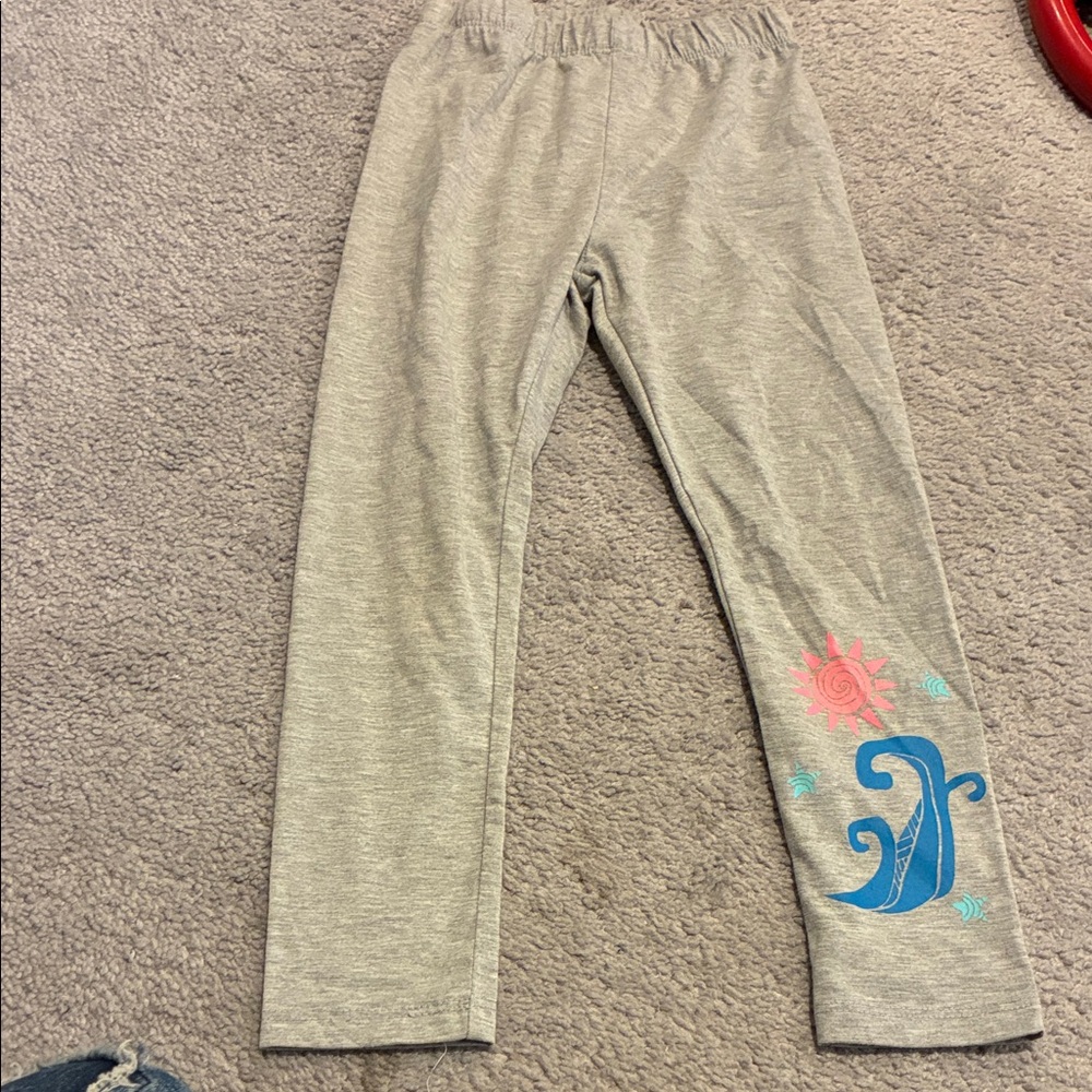 Disney Moana Leggings with Blue Wave & Pink Sun Graphic
